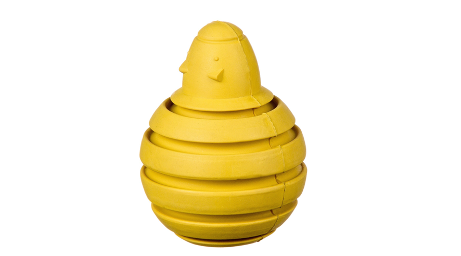 BK15409 Kutyajáték-Barry King jutalomfalat adagoló tömörgumi egér - bomba -sárga L 10cm