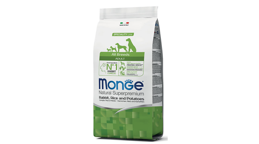 Monge Dog MONOPROTEIN Speciality line All Breeds Adult nyúl-rizs 2,5kg, 12kg, 15kg