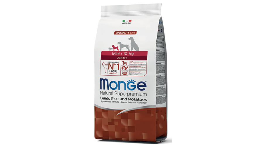 Monge Dog MONOPROTEIN Speciality line Mini Adult  bárány-rizs 2,5kg, 7,5kg, 15kg