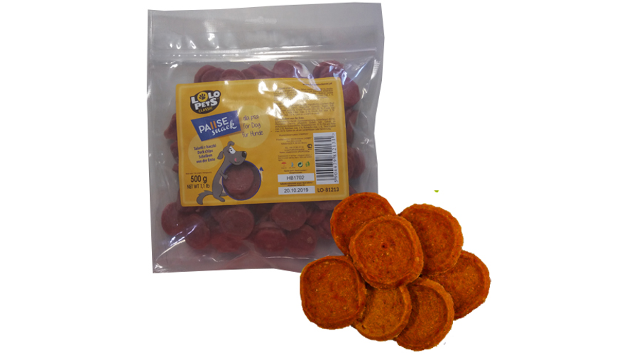 HM8113 Kutya és macska jutalomfalat-100% Kacsahús chips - puha 500g 