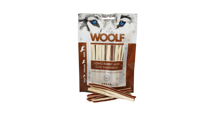 RD1034 Kutya és macska jutalomfalat-Woolf nyúl-tőkehal szendvics 100g